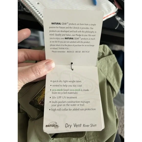 Men's Natural Gear River Shirt Sage Dry Vent NWT Sun Protection Size 2XL - Picture 7 of 9